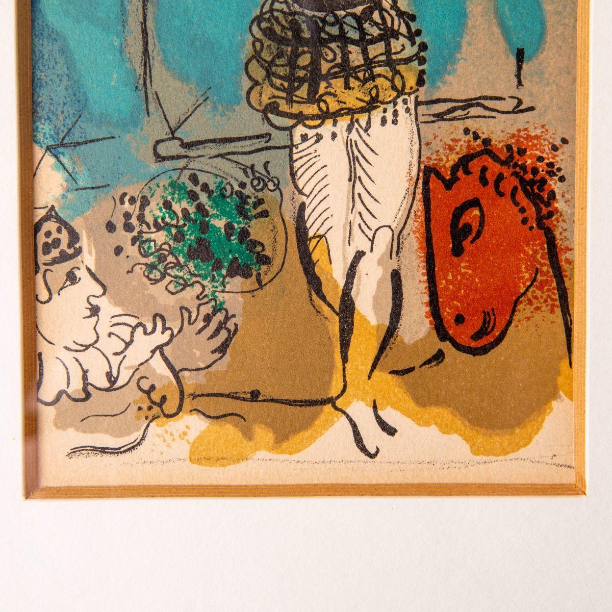 French Marc Chagall Color Lithograph – Circus Trapeze Artist For Sale