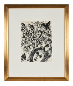 Lithographie de Marc Chagall "Couple devant un arbre"