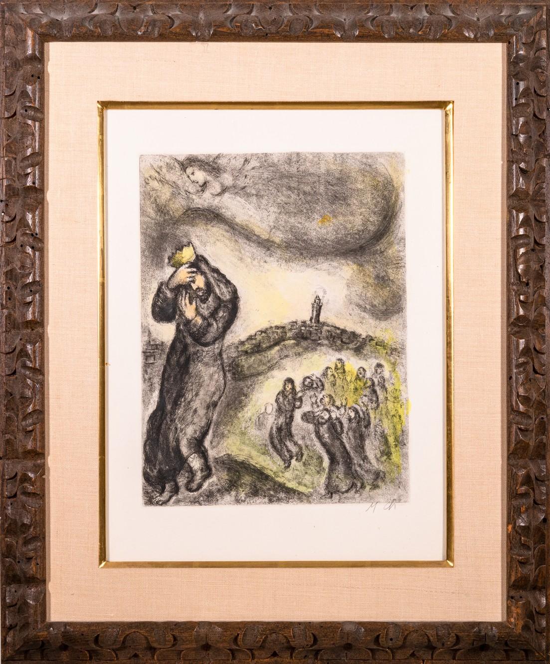 Marc Chagall David Collins La Colline des Oliviers (pl. 71) Gravure signée Bon état - En vente à Keego Harbor, MI