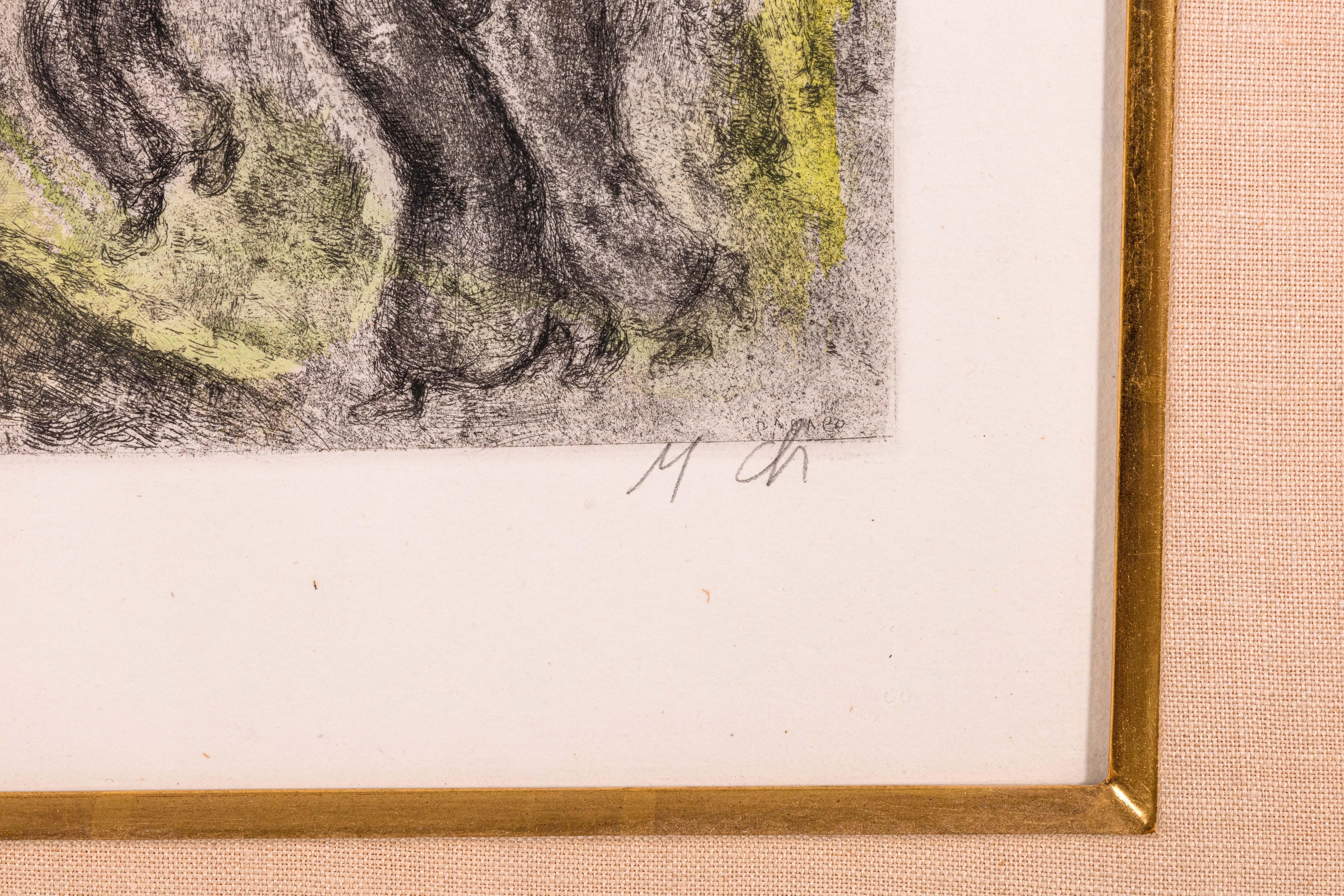 Marc Chagall David Collins La Colline des Oliviers (pl. 71) Gravure signée Bon état - En vente à Keego Harbor, MI