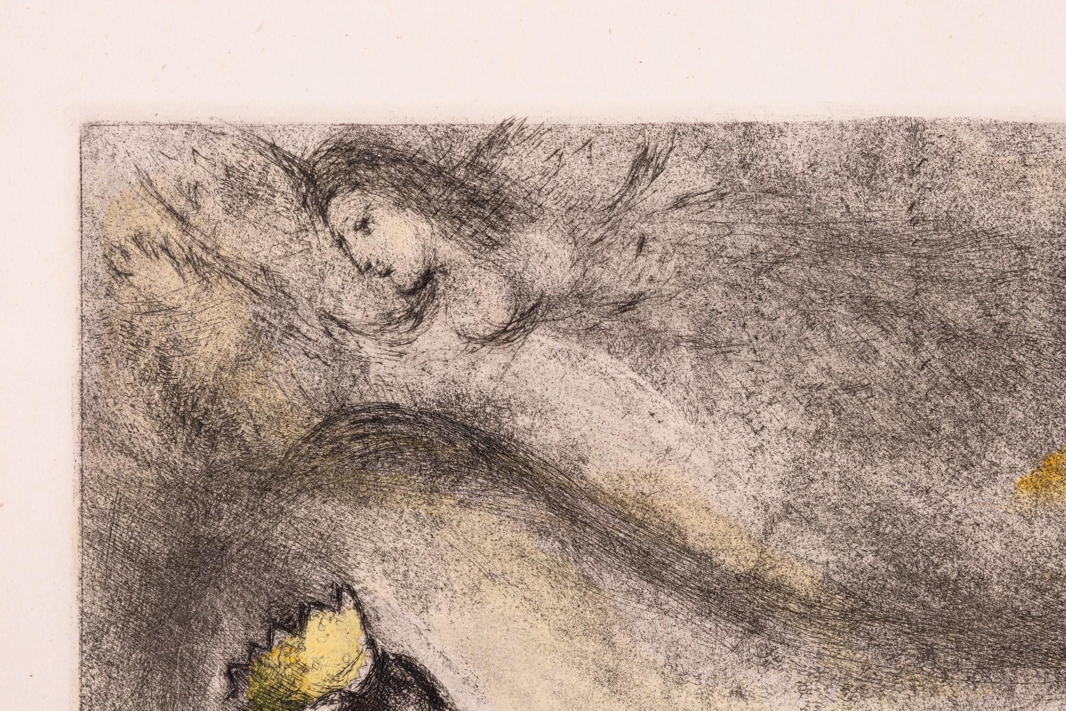 Paper Marc Chagall David Montant La Colline des Oliviers (pl. 71) Signed Etching For Sale