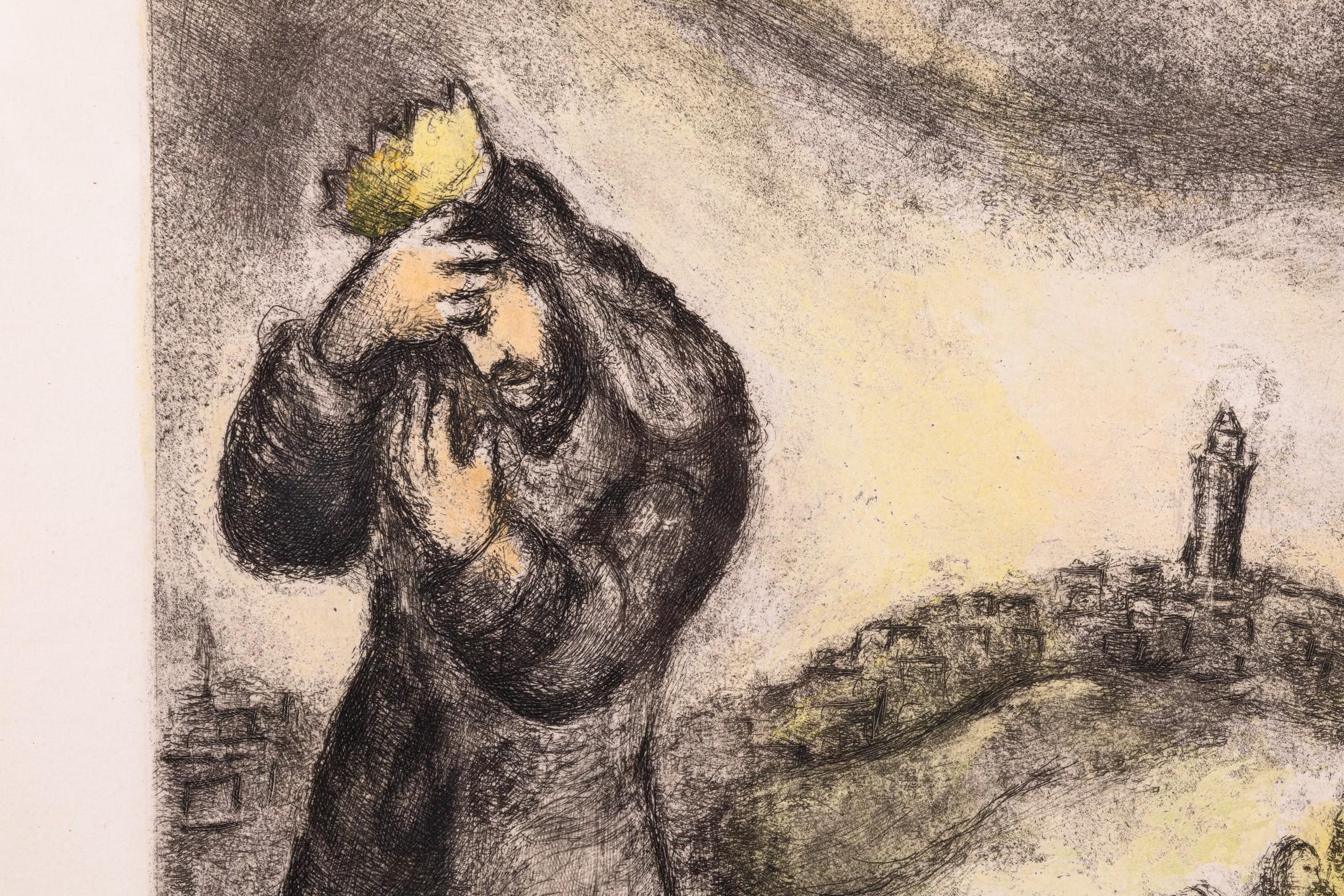 Marc Chagall David Montant La Colline des Oliviers (pl. 71) Signed Etching For Sale 1