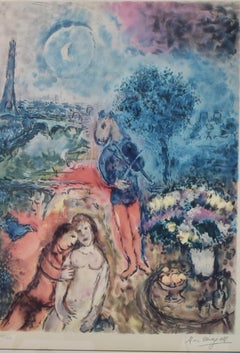Marc Chagall Eiffel Tower Serenade Color Lithograph