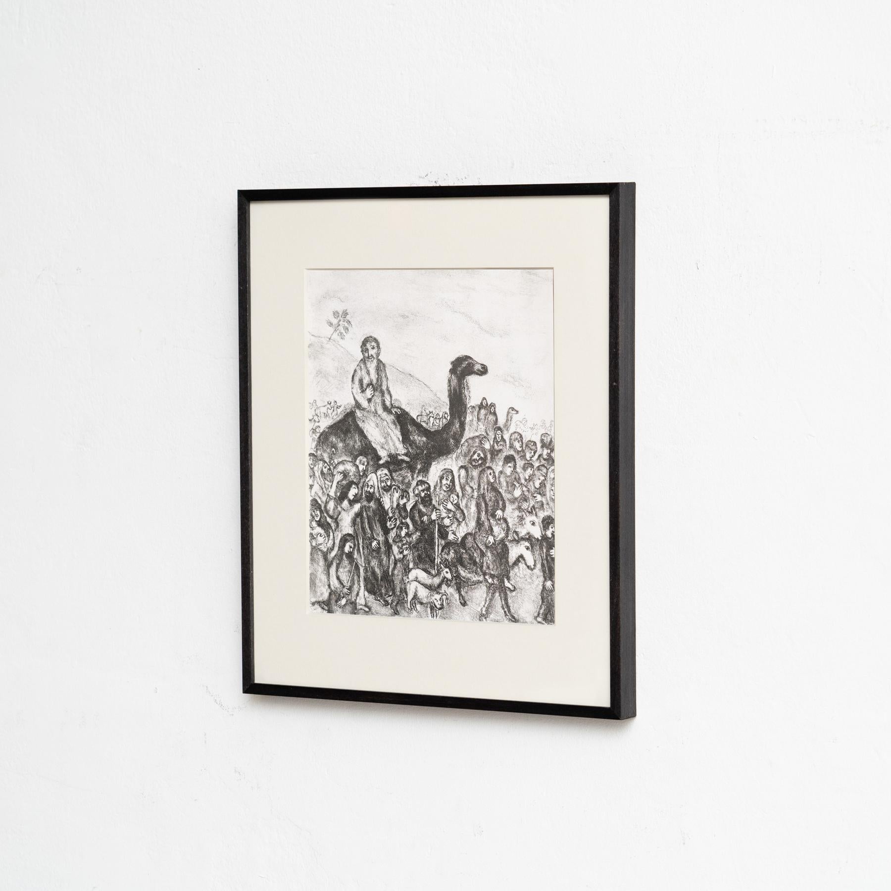 Mid-Century moderno Stampa eliografica di Marc Chagall incorniciata della Collection'S 1956 Bible in vendita