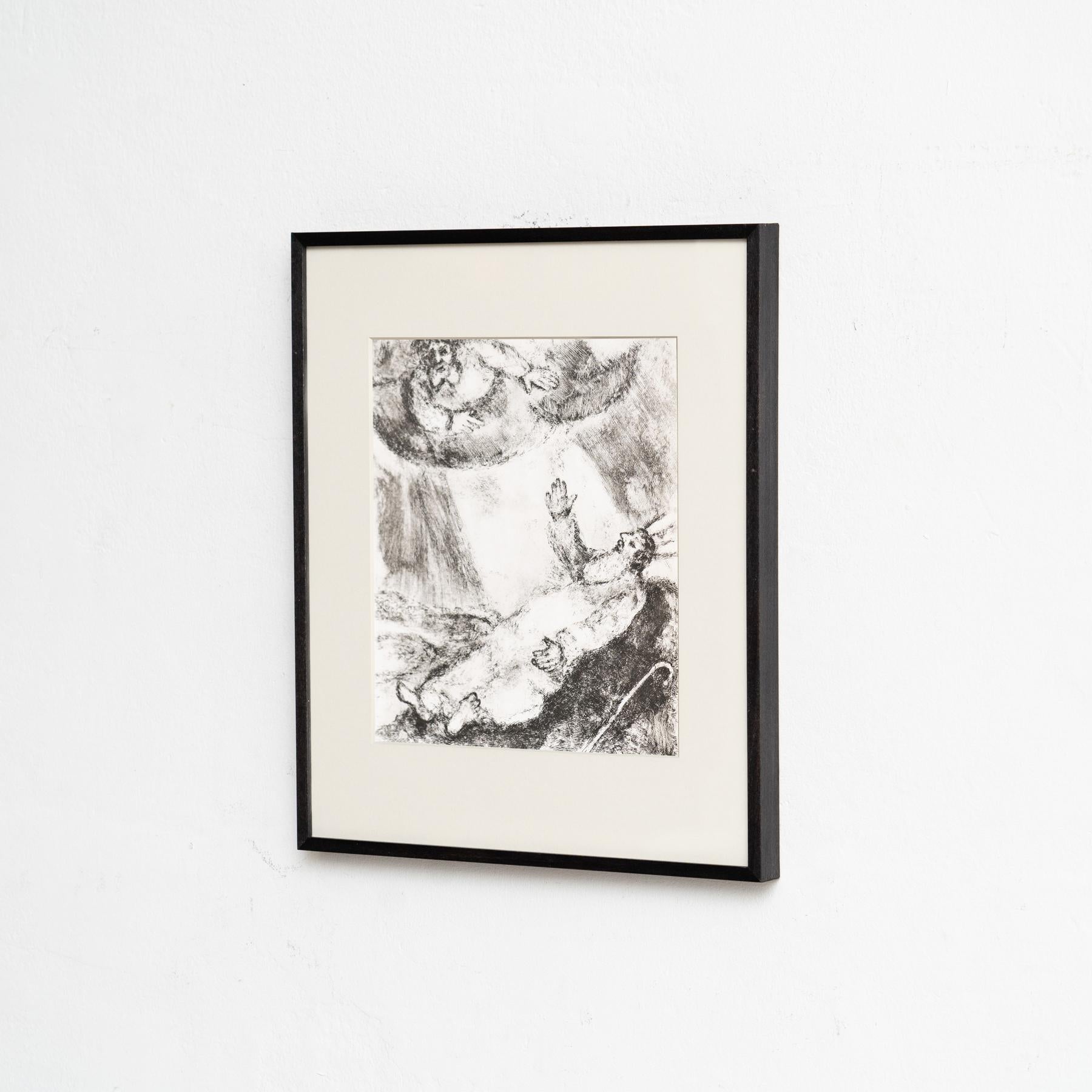 Mid-Century moderno Stampa eliografica di Marc Chagall incorniciata della Collection'S 1956 Bible in vendita