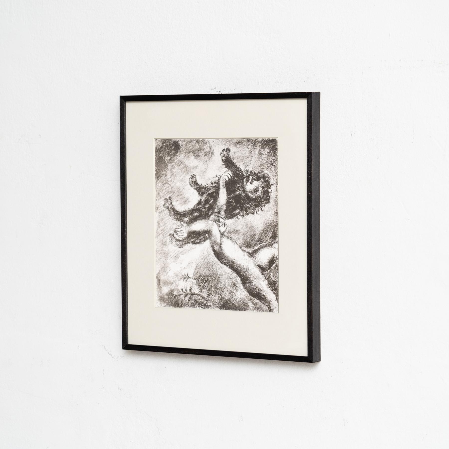 Mid-Century moderno Stampa eliografica di Marc Chagall incorniciata della Collection'S 1956 Bible in vendita