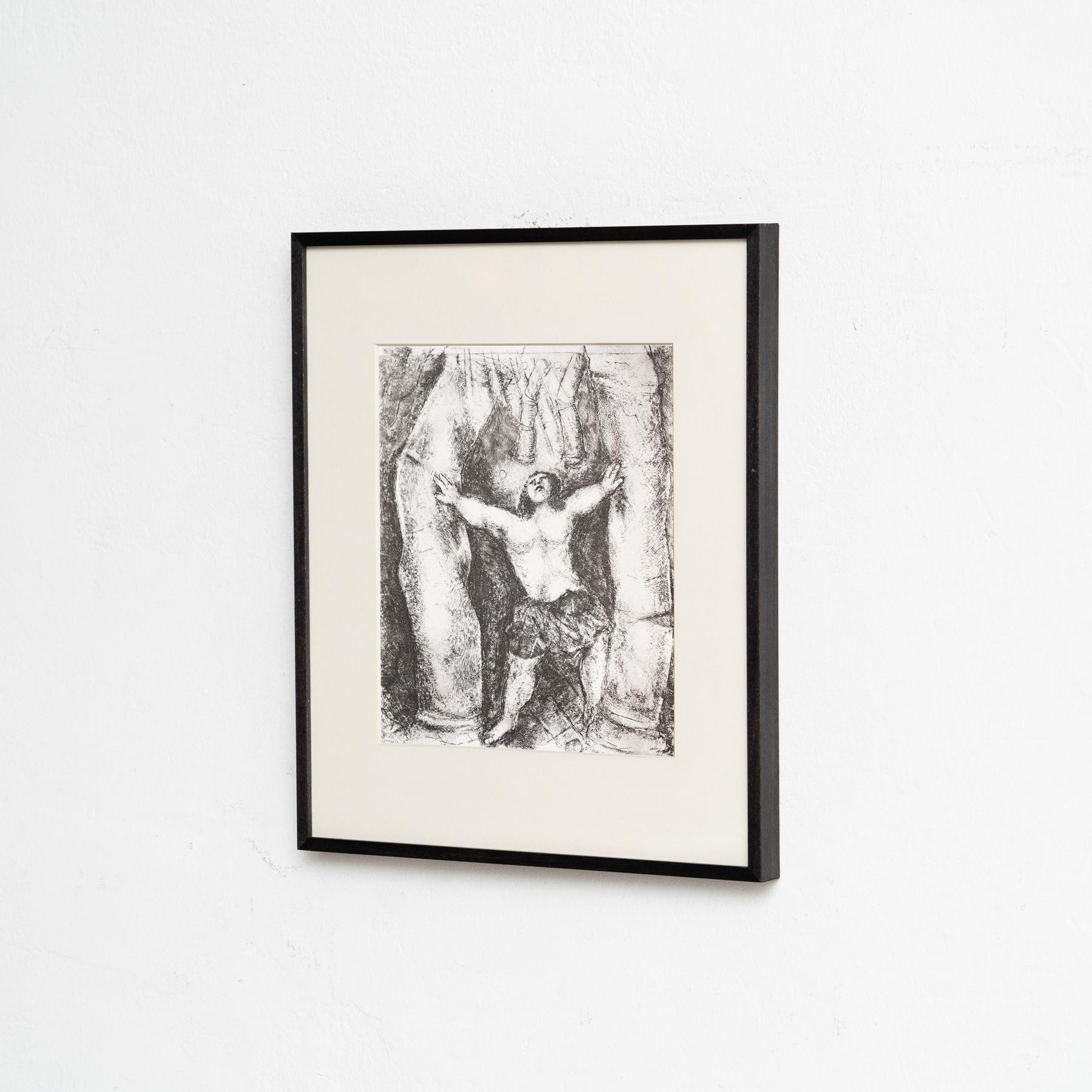 Mid-Century moderno Stampa eliografica di Marc Chagall incorniciata della Collection'S 1956 Bible in vendita