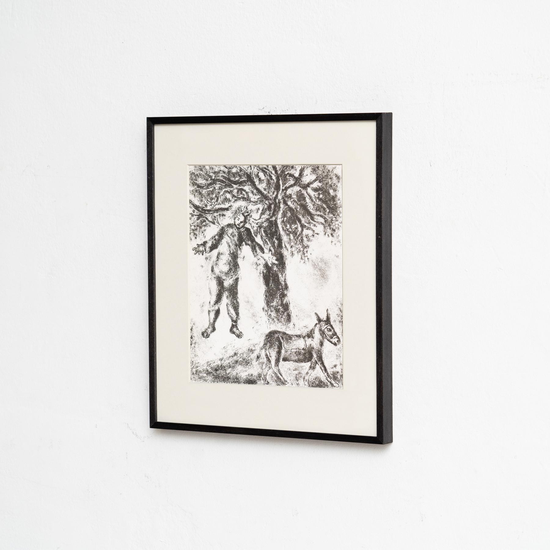Mid-Century moderno Stampa eliografica di Marc Chagall incorniciata della Collection'S 1956 Bible in vendita