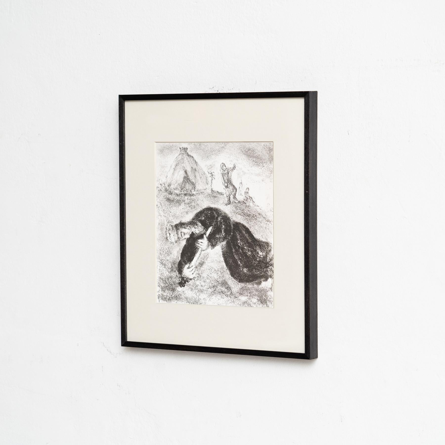 Mid-Century moderno Stampa eliografica di Marc Chagall incorniciata della Collection'S 1956 Bible in vendita