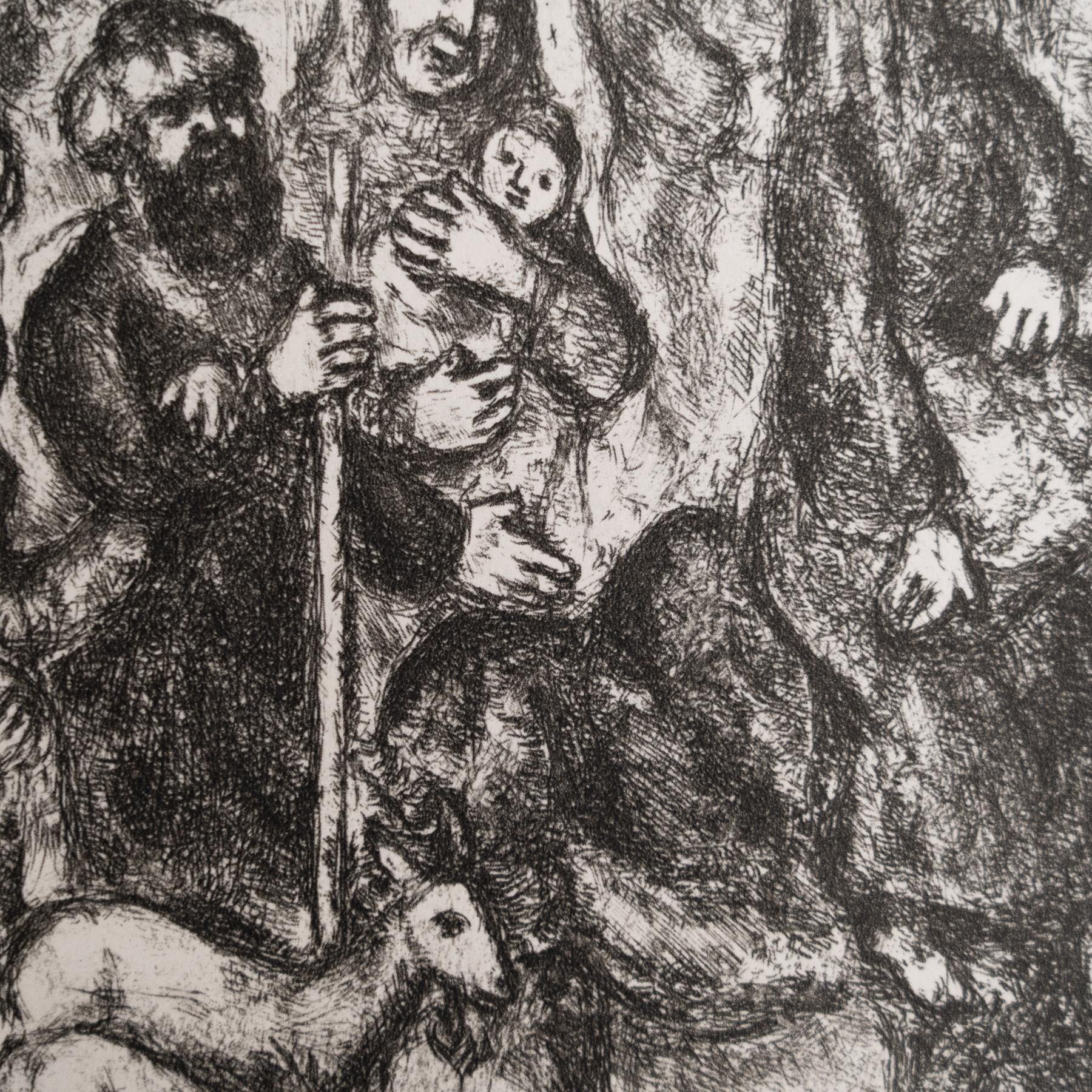 Metà XX secolo Stampa eliografica di Marc Chagall incorniciata della Collection'S 1956 Bible in vendita