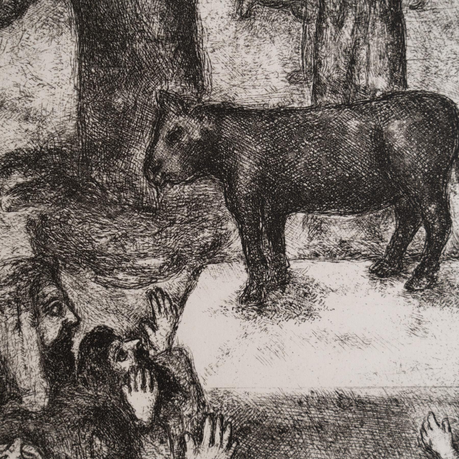 Metà XX secolo Stampa eliografica di Marc Chagall incorniciata della Collection'S 1956 Bible in vendita