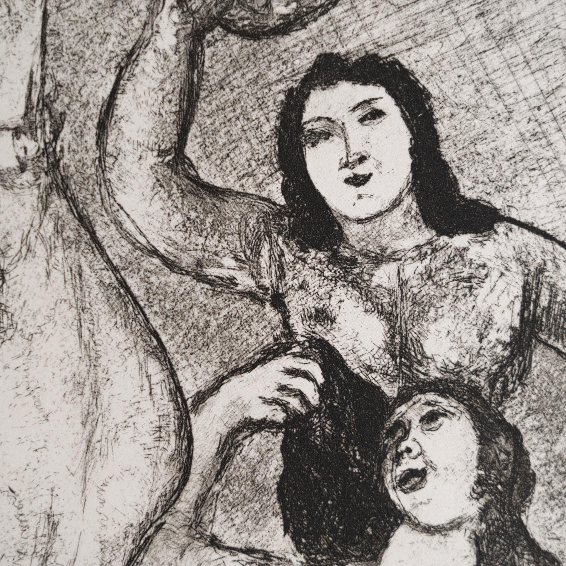 Metà XX secolo Stampa eliografica di Marc Chagall incorniciata della Collection'S 1956 Bible in vendita