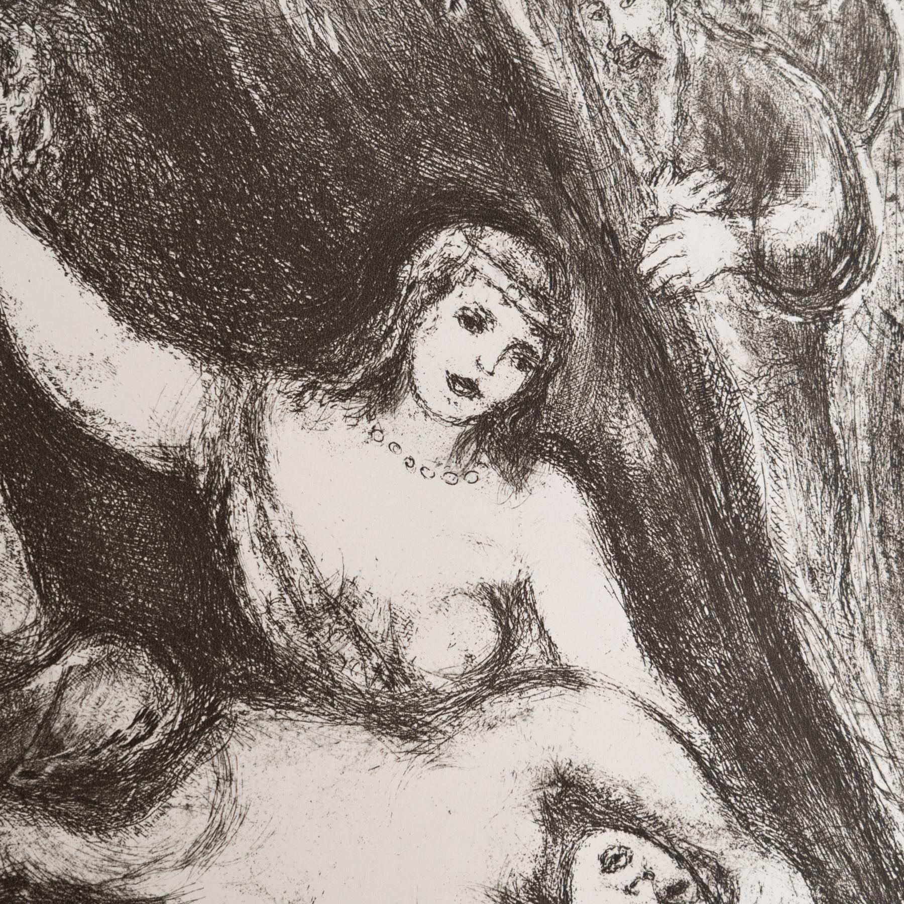Metà XX secolo Stampa eliografica di Marc Chagall incorniciata della Collection'S 1956 Bible in vendita