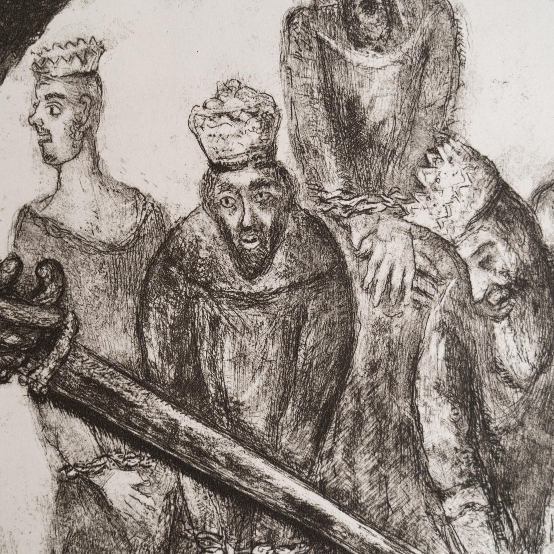 Metà XX secolo Stampa eliografica di Marc Chagall incorniciata della Collection'S 1956 Bible in vendita