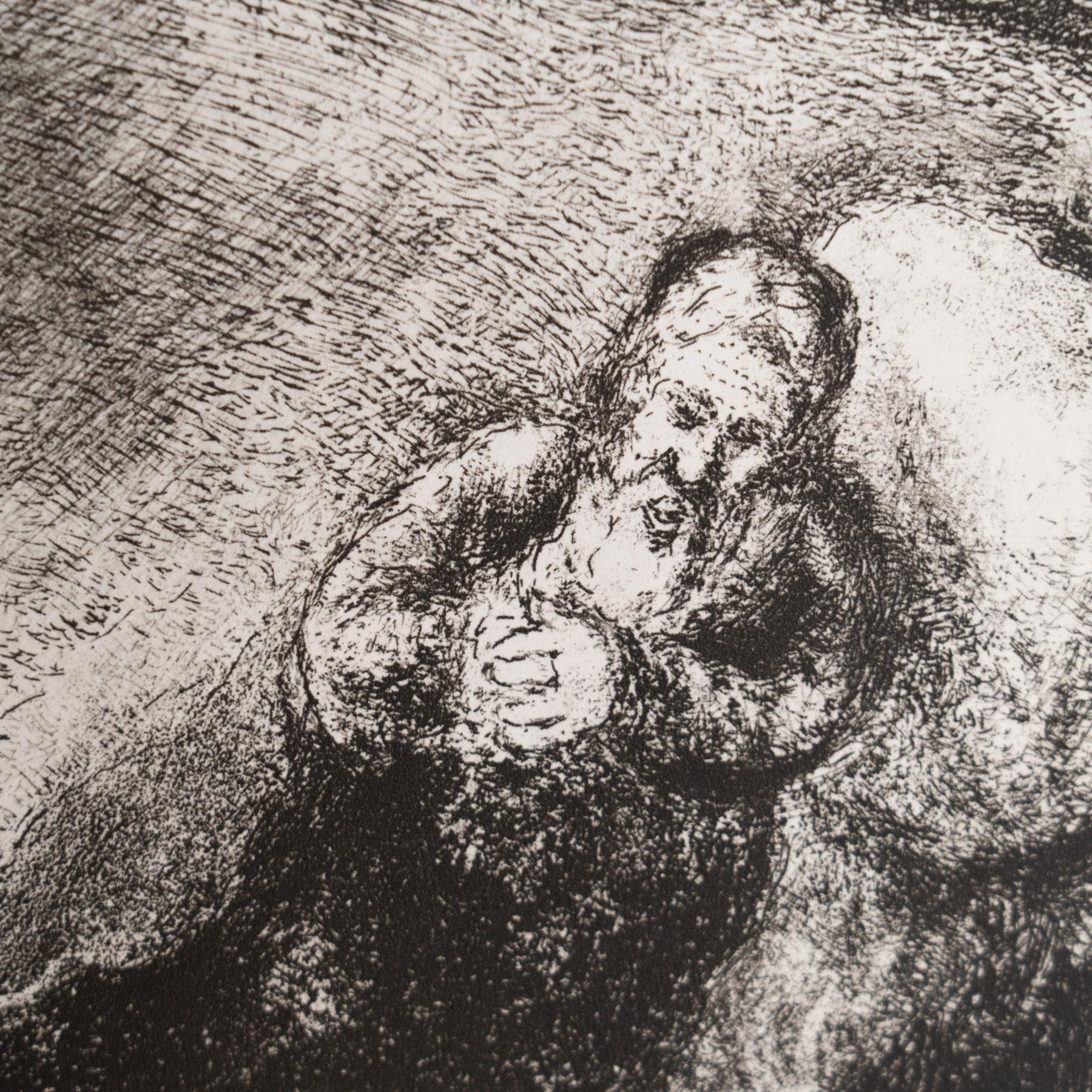 Metà XX secolo Stampa eliografica di Marc Chagall incorniciata della Collection'S 1956 Bible in vendita