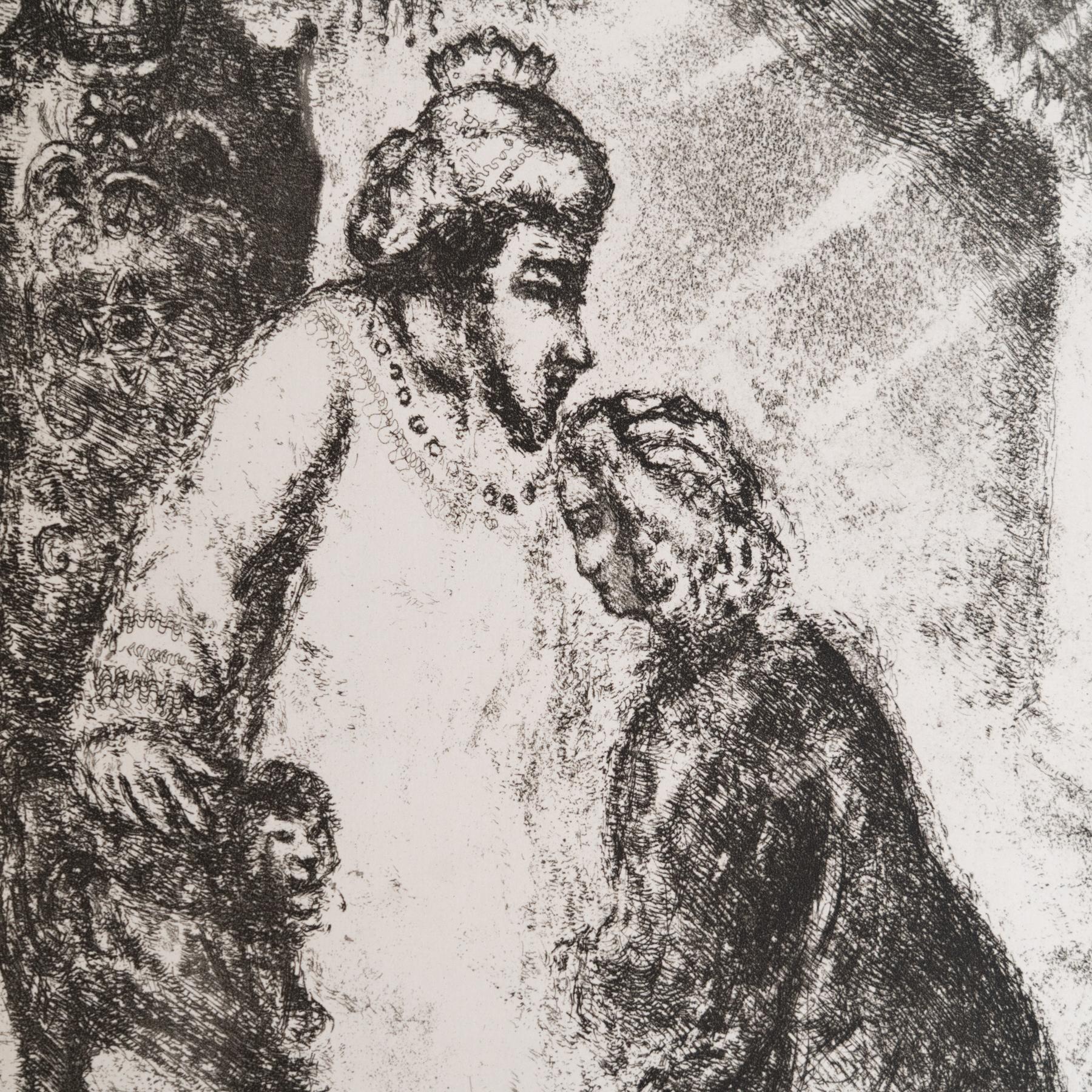 Metà XX secolo Stampa eliografica di Marc Chagall incorniciata della Collection'S 1956 Bible in vendita