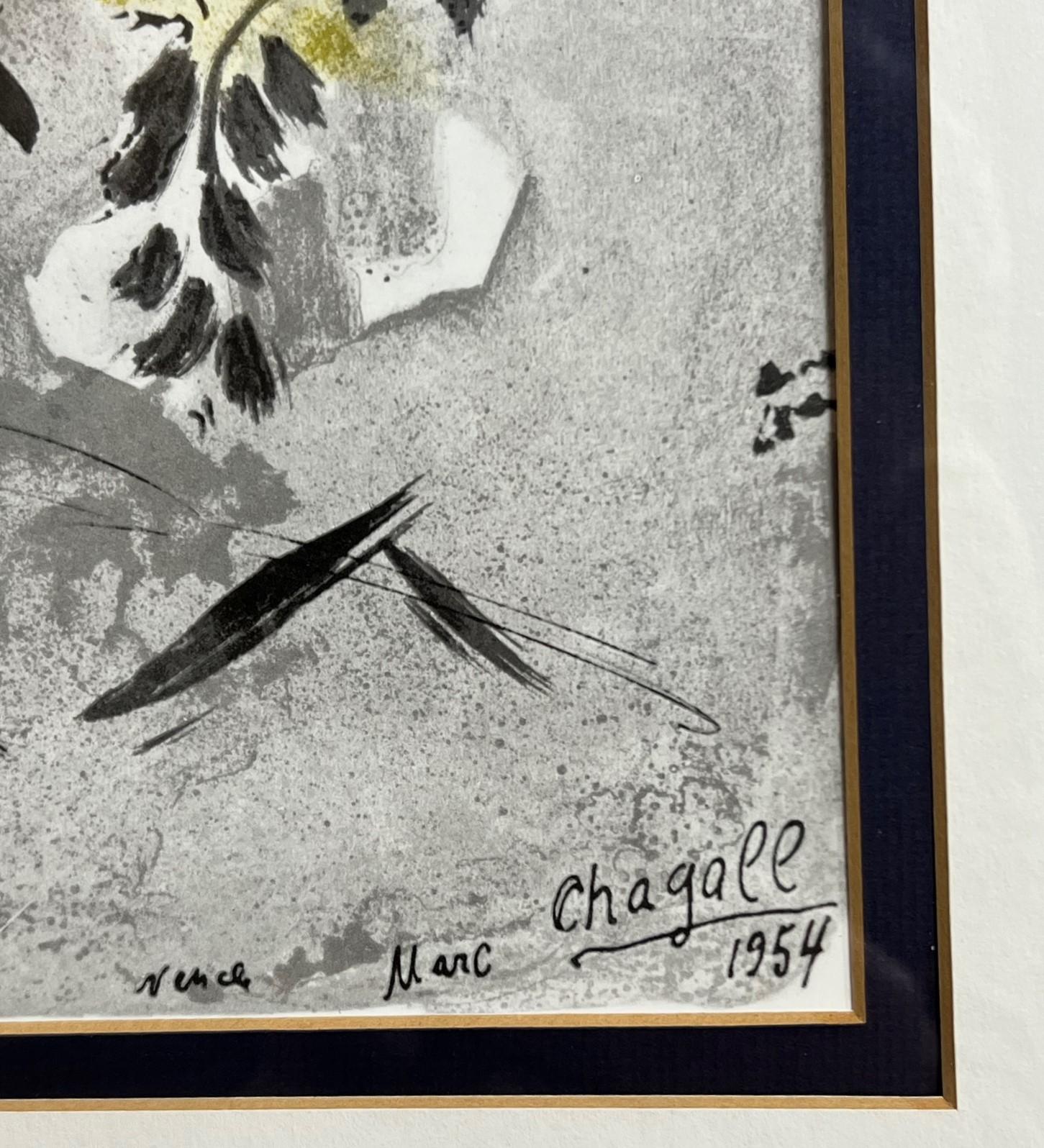Milieu du XXe siècle Marc Chagall Poster encadré Fêtes De Pâques, Vence 1954, Mat et sous verre