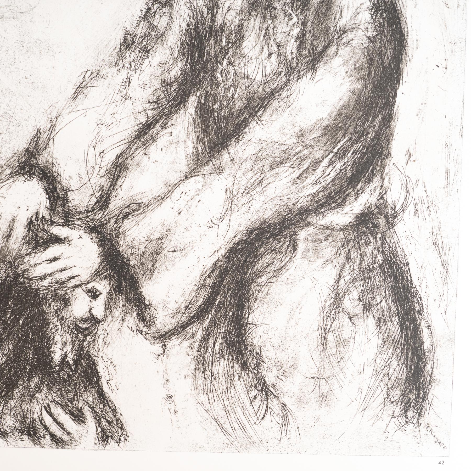 Heliograbado de Marc Chagall de su icónica serie bíblica, 1956 en Bueno estado para la venta en Barcelona, Barcelona
