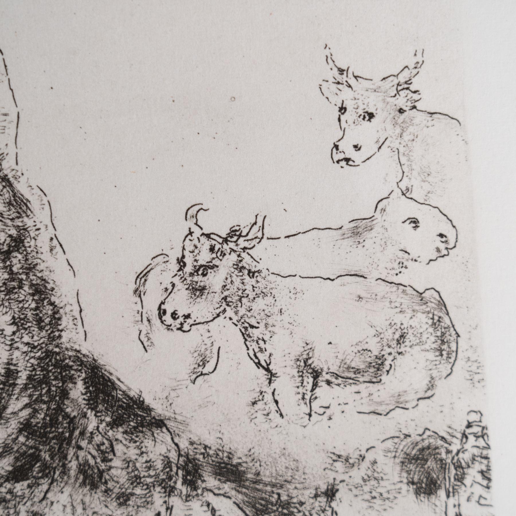 Metà XX secolo Eliografia di Marc Chagall dalla sua iconica serie biblica, 1956 in vendita