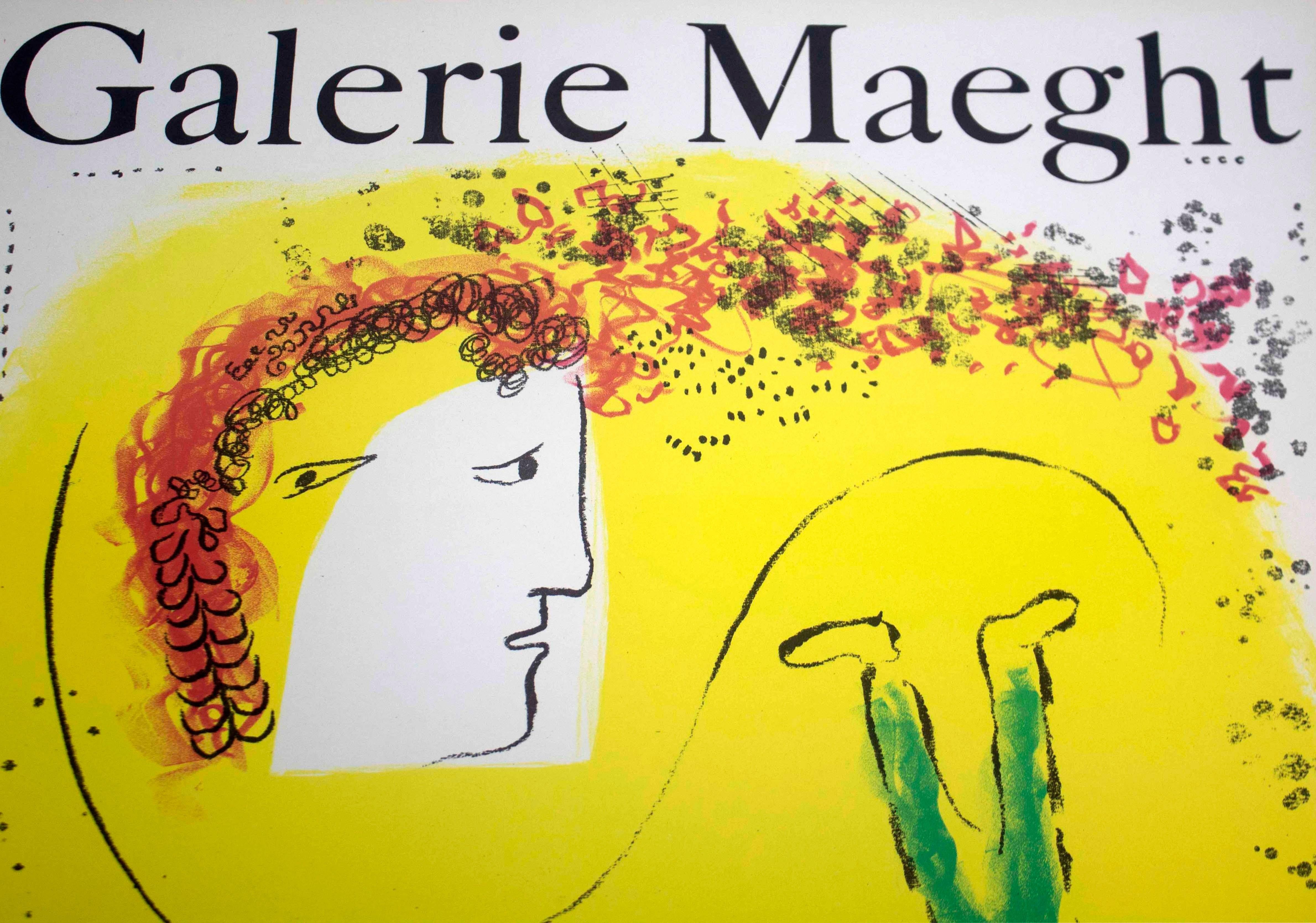Marc Chagall Le Fond Jaune Galerie Maeght Exhibition Poster, 1969 In Good Condition In Keego Harbor, MI