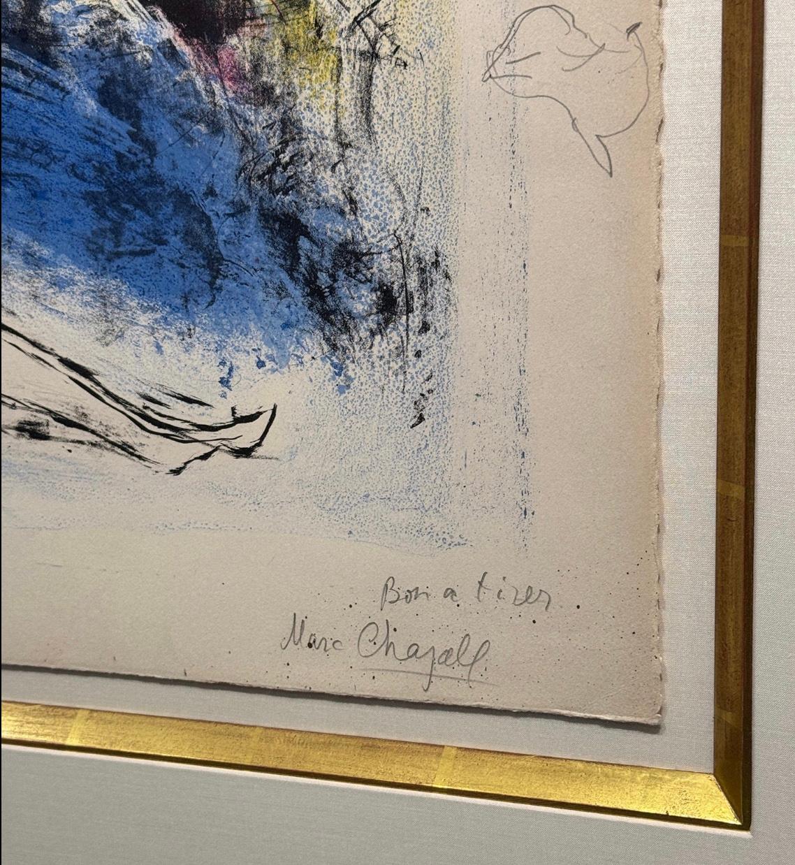 Bonjour Sur Paris, 1952 - Mixed Media Hand-Signed & Annotated by Marc Chagall For Sale 1