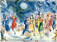 «Fête au Village», de Marc Chagall: arte, obra sobre papel, colorida, escena callejera