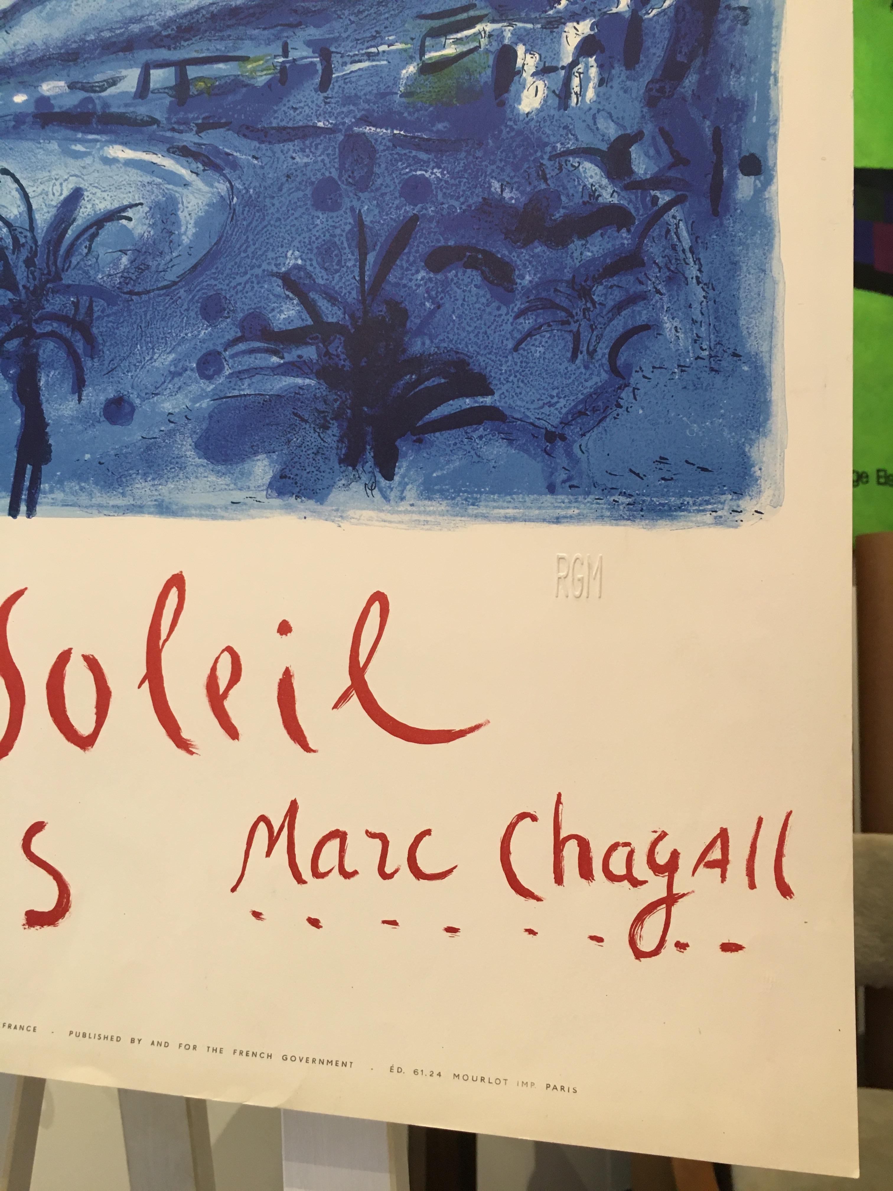Mid-20th Century Marc Chagall, 'Nice Soleil' Original Vintage Poster For Sale