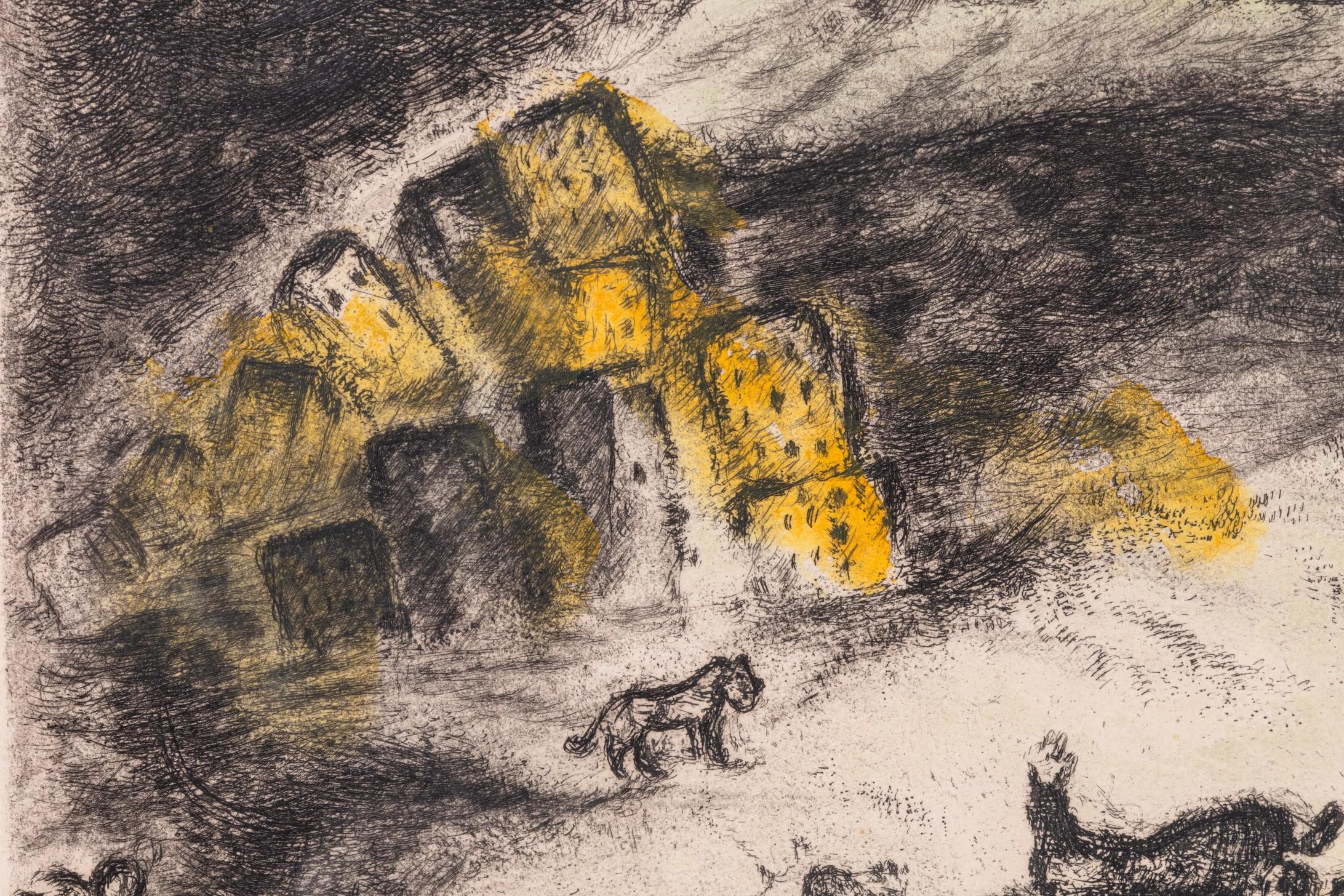 Marc Chagall Oracle sur Babylone pl. 93 de la série Bible Signé Gravure en vente 1