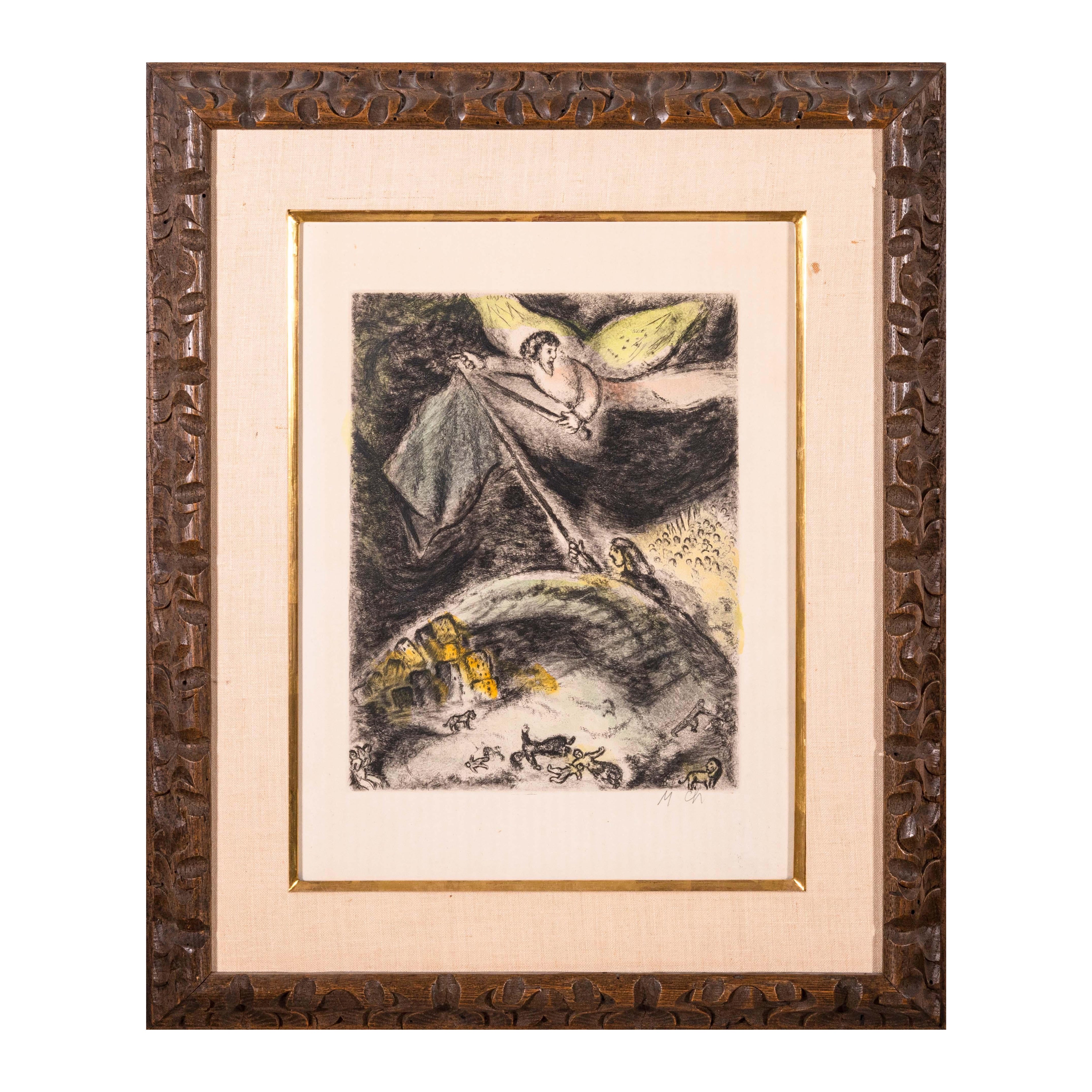 Marc Chagall Oracle sur Babylone pl. 93 from The Bible Series Signed Etching For Sale