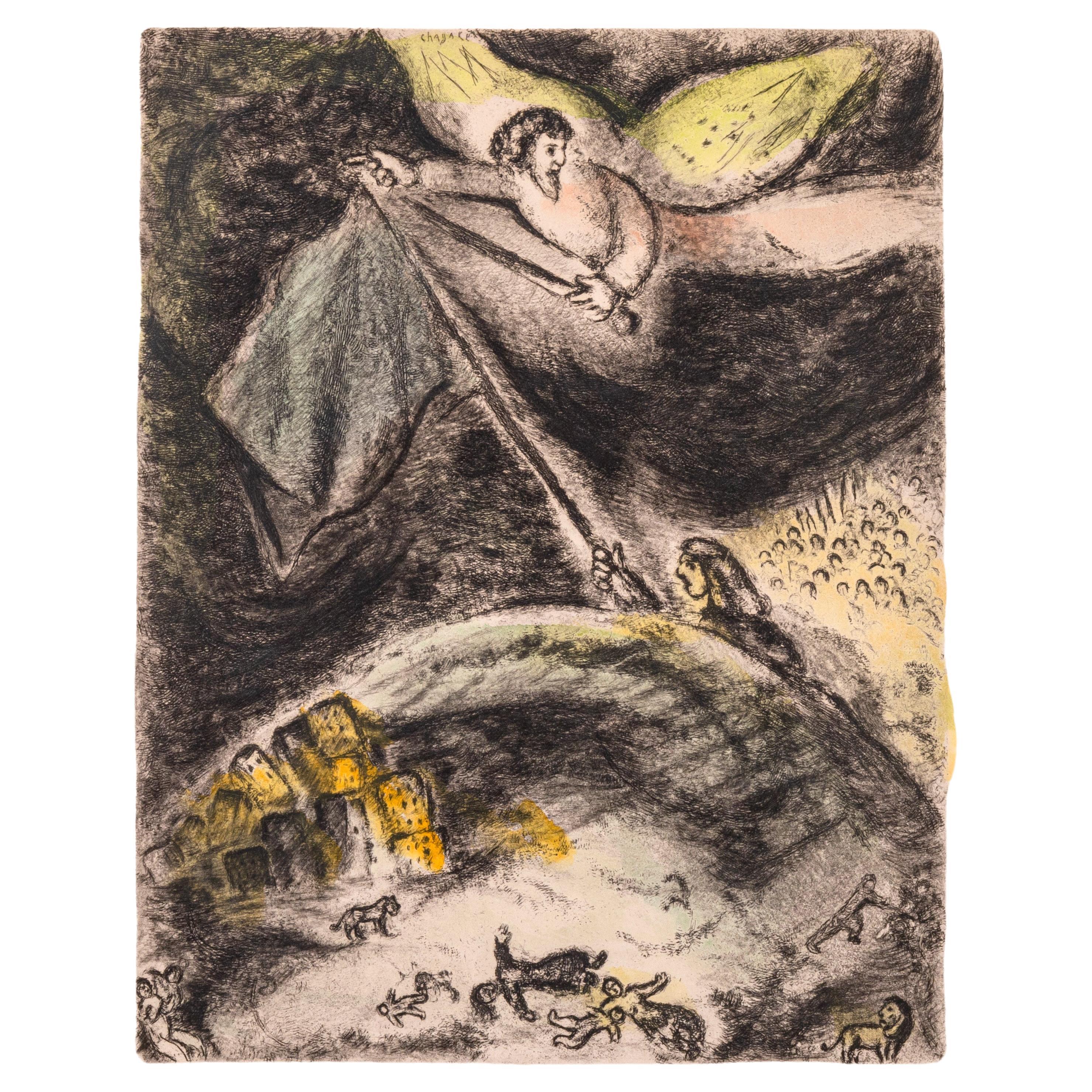 Marc Chagall Oracle sur Babylone pl. 93 de la série Bible Signé Gravure en vente