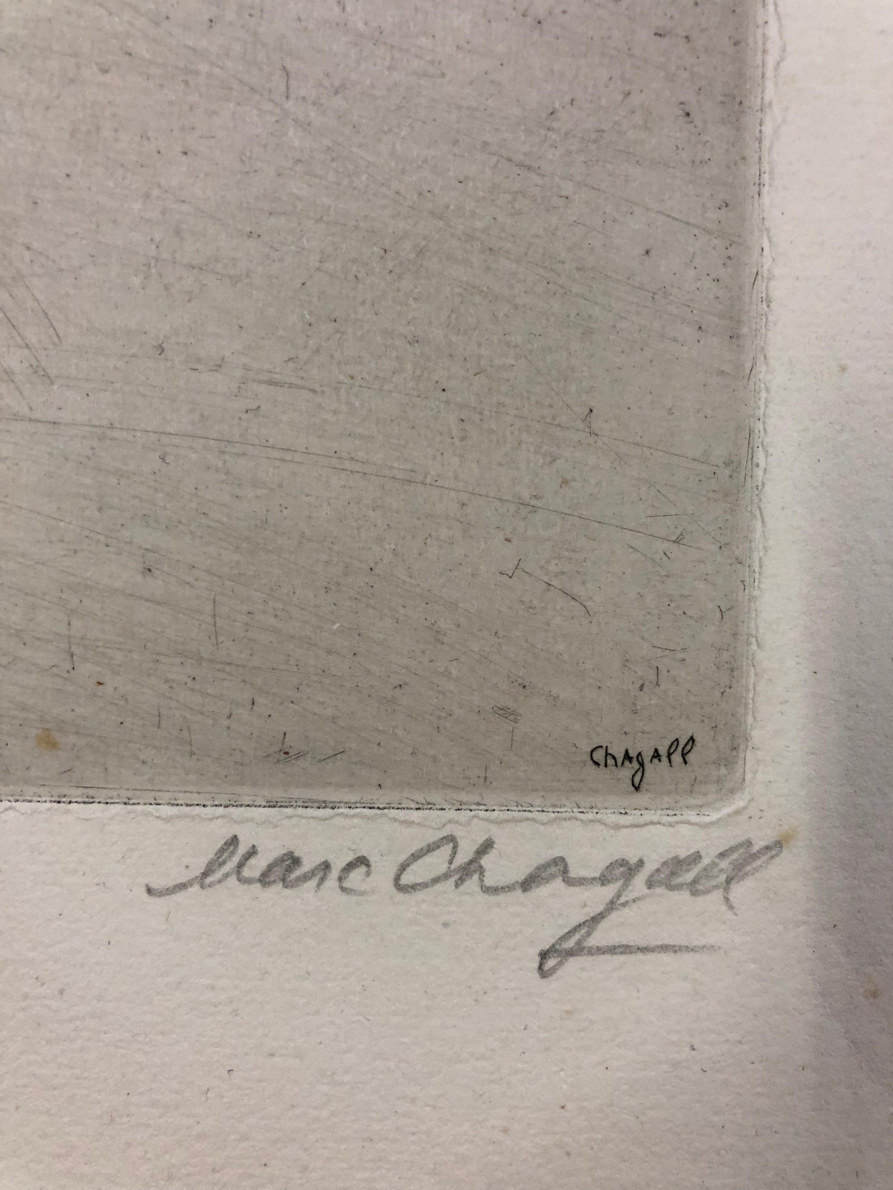 Beautiful signed and numbered original Marc Chagall Etching the etching by itself its 11.75 x 9.5