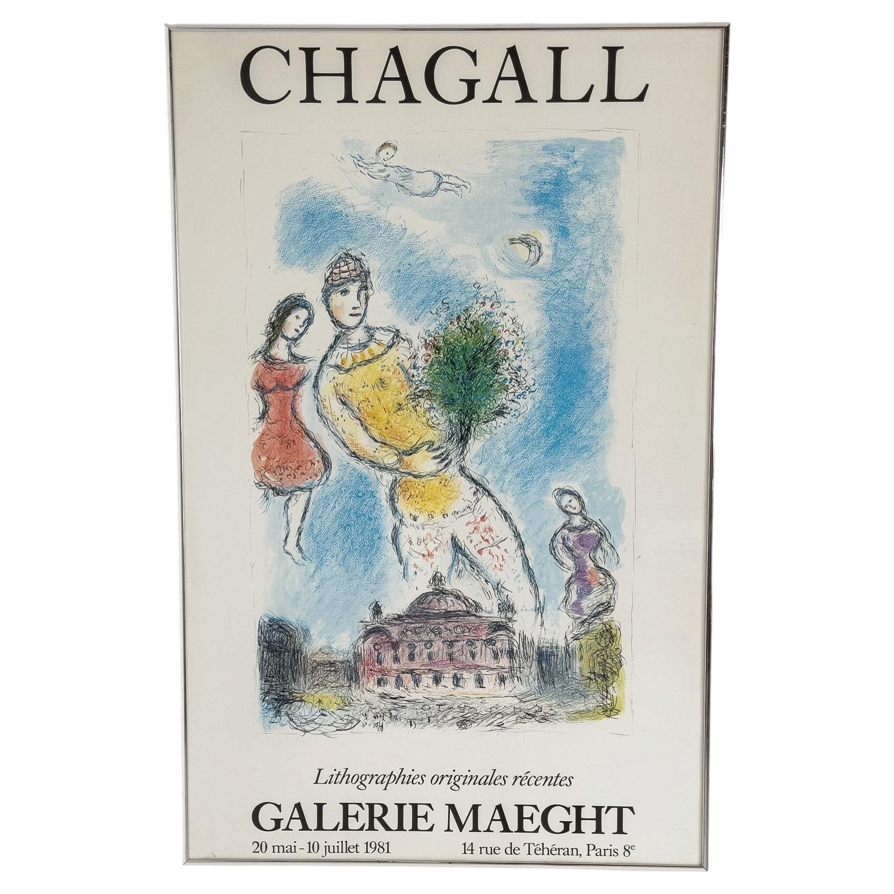 Marc Chagall Original Exhibition Poster for Galerie Maeght, Paris, 1981