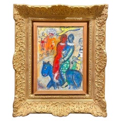 An Exceptional Chagall A clown in blue-green and a female equestrian painting