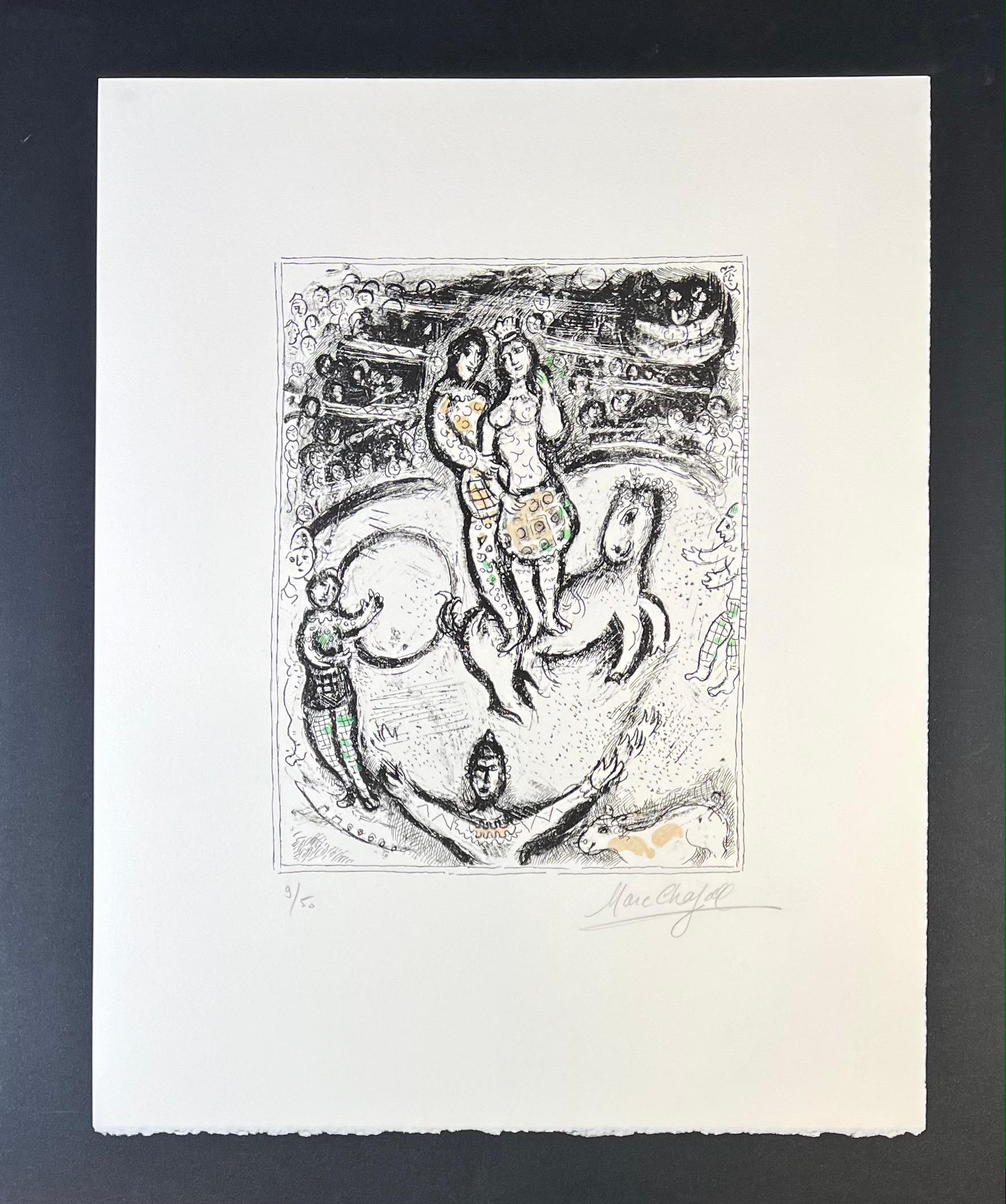 Marc Chagall - CIRQUE - lithographie couleur sur papier Arches signée à la main - 1978 3