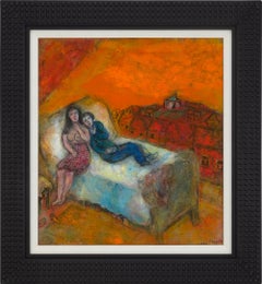Couple sur le lit by Marc Chagall