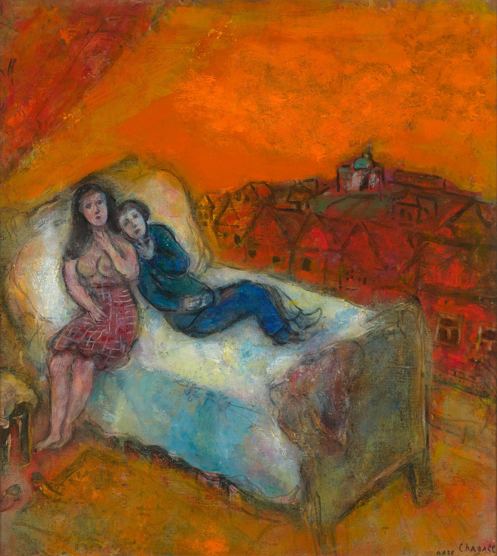 Pareja sobre la luz de Marc Chagall