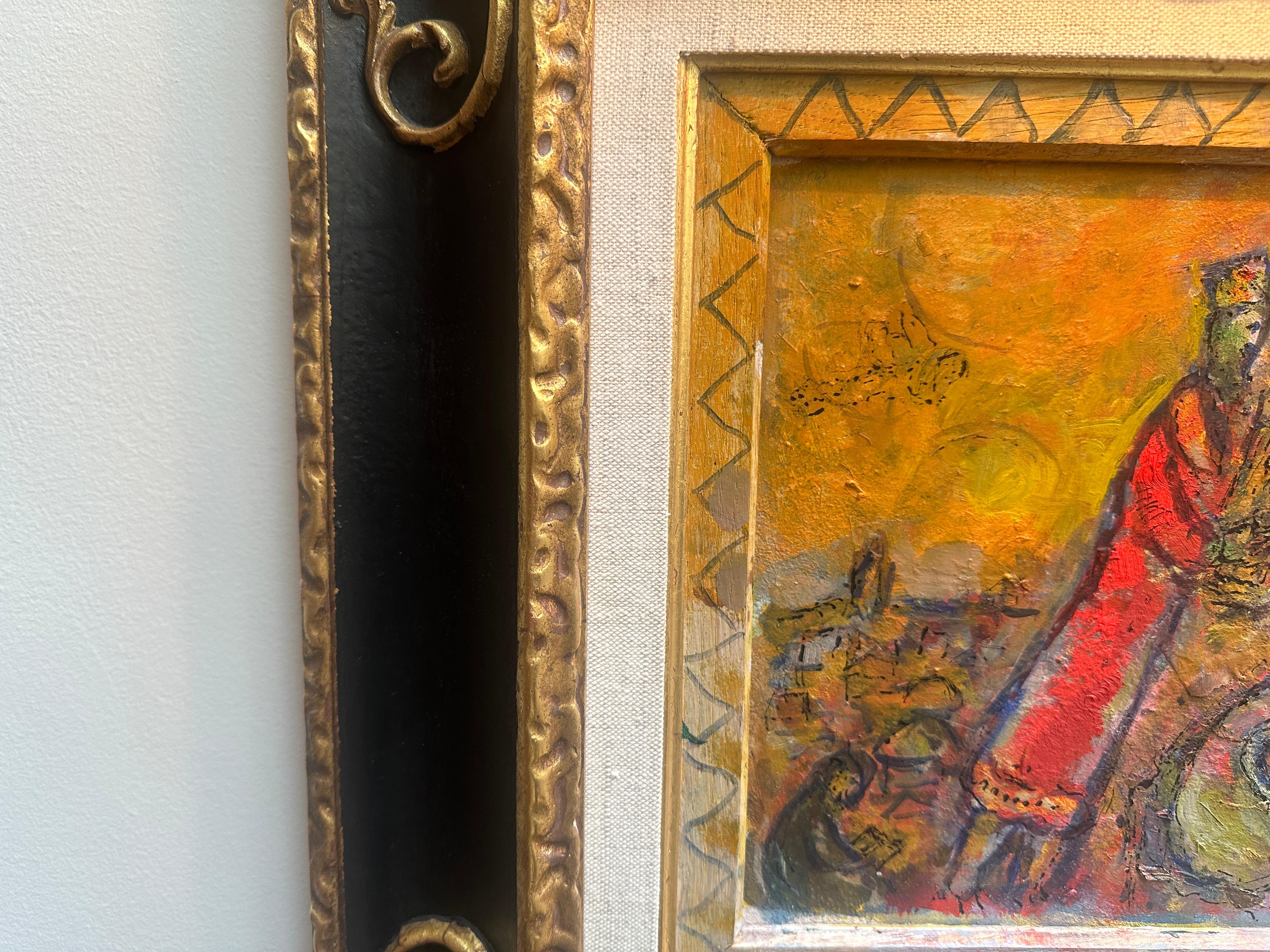 L'hymne du Roi David (King David's Dream) - Portrait Painting Marrón de Marc Chagall