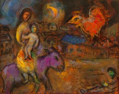 Vintage Mère Et Enfant Sur L'âne Marron By Marc Chagall