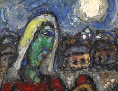 Paysanne Au Visage Vert, Original Modern Tempera Painting by Marc Chagall