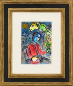 Peintre à la veste rouge et le nu vert by Marc Chagall