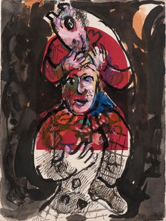 Rêve Nocturne de Deux Clowns en Rouge by Marc Chagall - School of Paris