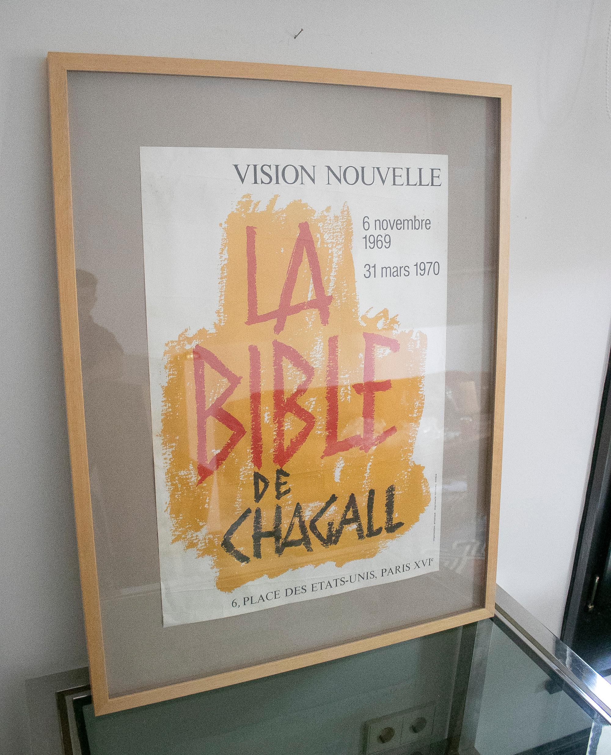 Français Affiche d'exposition « La Bible » encadrée, Marc Chagall, Paris 1969 en vente