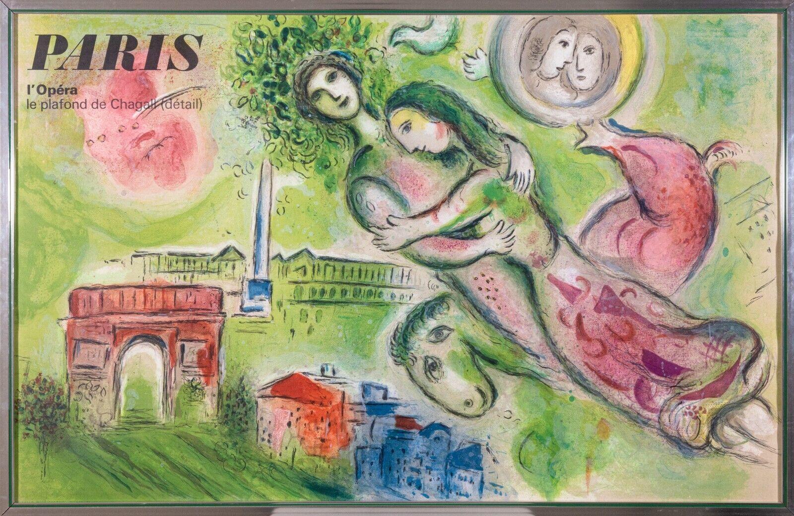 A Marc Chagall Paris framed poster 1964. A wonderful poster from Russia-French artist Marc Chagall. This framed poster is a detail from one of Chagall's most important works: the fresco mural on the ceiling of the Opera Garnier in Paris. This piece,