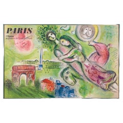 Vintage Marc Chagall Paris Framed Poster, 1964