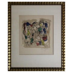 Marc Chagall Petits Paysans I Hand Signed Lithograph in Colors 5/50 Framed 1968