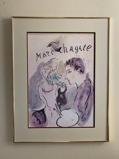 Marc Chagall Print "Bouquet and Lovers" Framed, Celebrity Owned Palm Springs