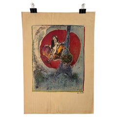 Marc Chagall Print Les Amoureux de la Eiffel