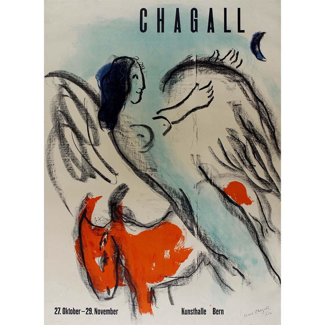 1954 Original poster Kunsthall Bern - "Les affiches de Chagall # 5 L'ange " - Print by Marc Chagall