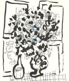 Vintage 1957 Marc Chagall 'The Black and Blue Bouquet' 