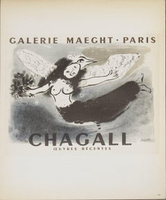 1959 After Marc Chagall 'Galerie Maeght' Modernism Brown Lithograph